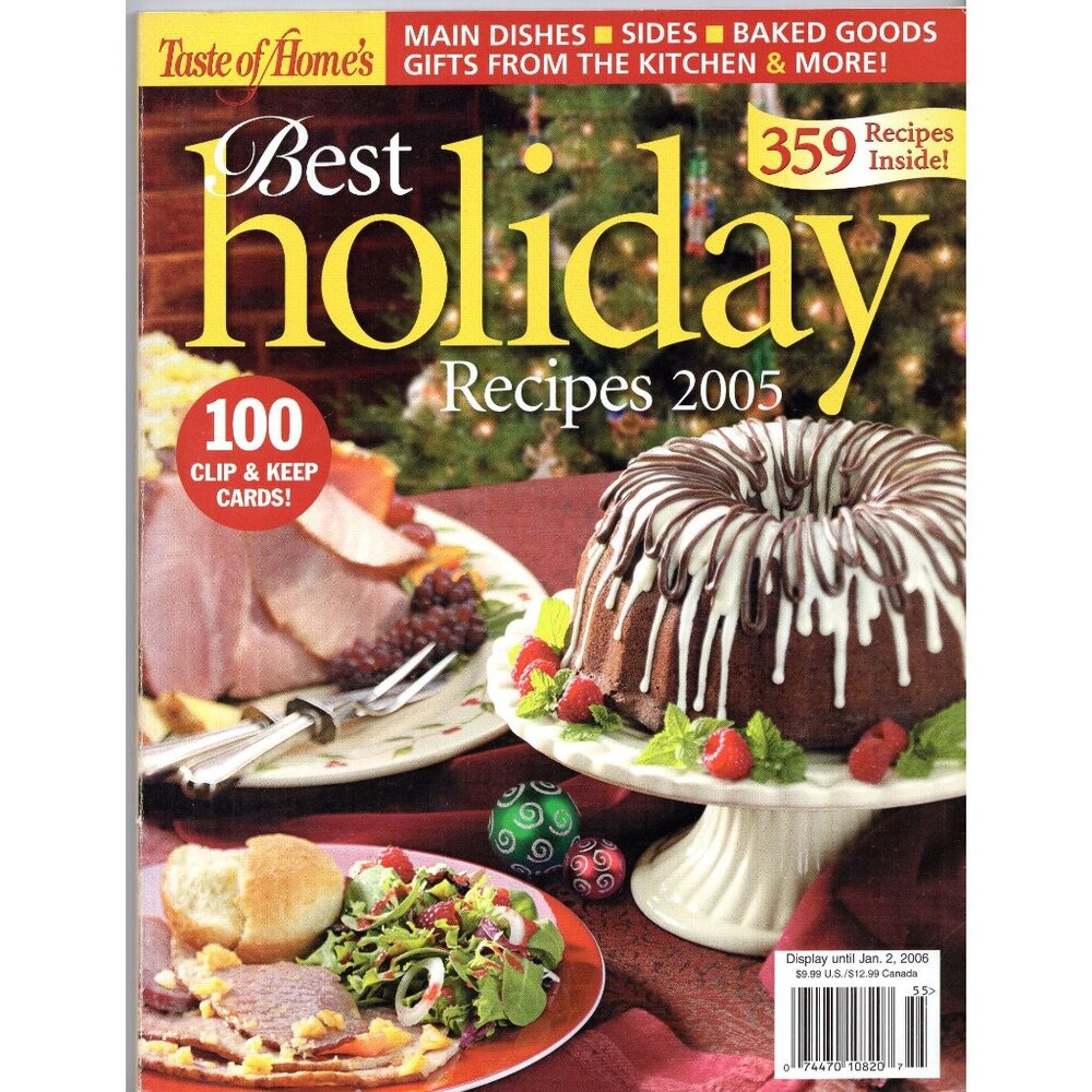 Taste Of Homes Best Holiday Recipes 2005 Cookbook with 359 recipes 193 pages